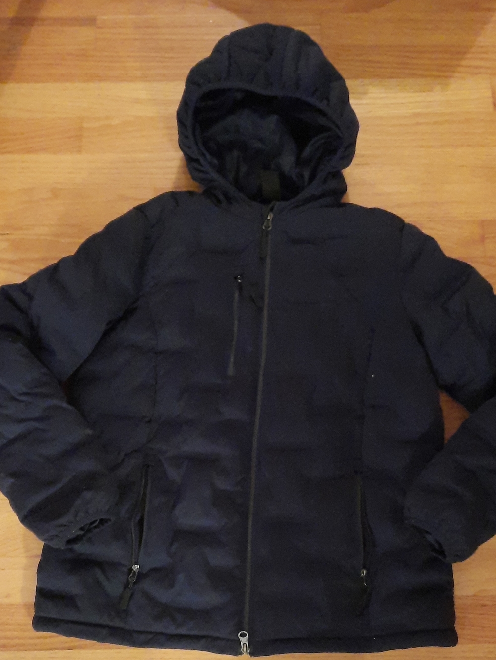Women's Hooded Quilted Puffer Jacket in Navy Small